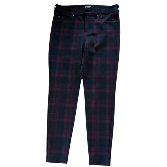Liverpool Madonna Plaid Five-Pocket Leggings In Red/black Plaid 8P 29X26” Ankle - Picture 1 of 7